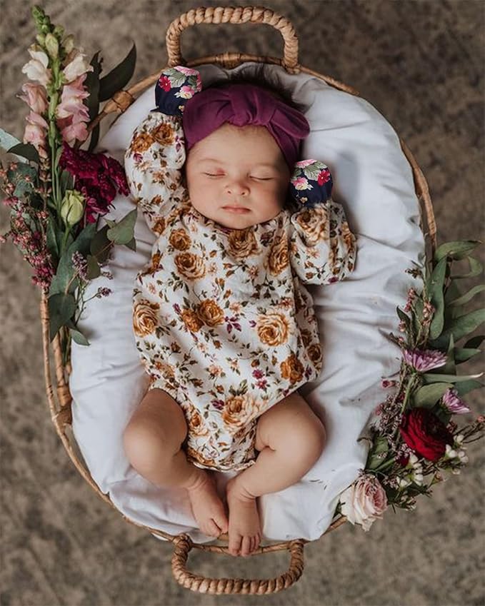 BQUBO Newborn Infant Toddler Mittens No Scratch Cotton Elastic Wrist Gloves Hypoallergenic for 0-6 Months Baby Boys Girls-BubblyBeeBaby