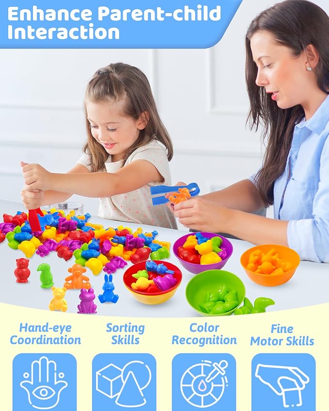 Counting Animals Montessori Toys for 3 4 5 Years Old Boys Girls, Preschool Learning Activities Kindergarten Educational Sensory Toys Gifts for Kids Toddlers Ages 3-5, 4-8-BubblyBeeBaby