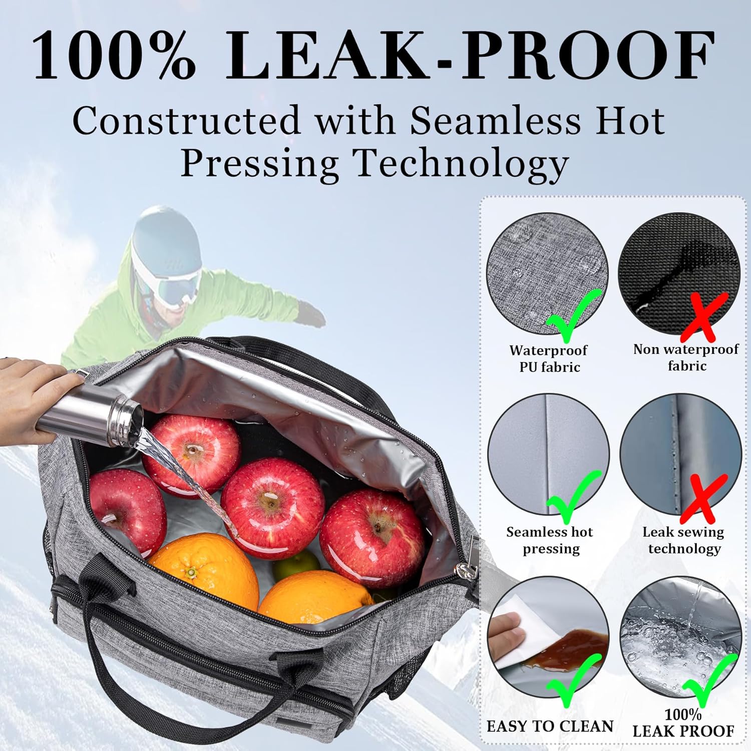 TuErCao Insulated Lunch Bag Soft Cooler Bag for Beach Travel Picnic, Adult Lunch Box for Women for Work, Dark Grey