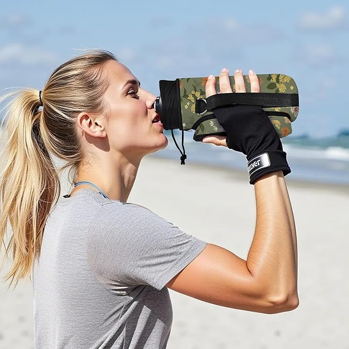 25/32/40/64oz Water Bottle Bag Holder Carrier-Insulated Crossbody Sling Case Sleeve with Strap & Pockets for Men Women Gym Cycling Travel Walking Hiking Camping-BubblyBeeBaby