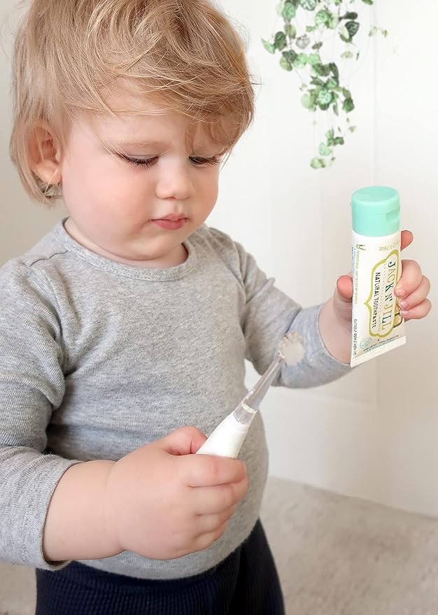 Jack N' Jill Tickle Tooth Sonic Electric Toothbrush with Replacement Head - Gentle Cleaning, Made for Tiny Teeth, LED Inspection Light, for Babies & Kids, Extra Soft Bristles - (1 Pack)-BubblyBeeBaby