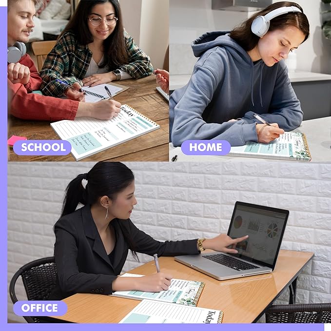 2 To Do List Notepads, Daily Planner Notebook with Tear-off Design, Undated Writing Organizer for Daily Tasks and Goal, Coiled Task Track Checklist Productivity Pad for Office, Classroom, Home, School-BubblyBeeBaby