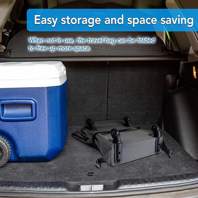 Car Seat Travel Bag with Wheels Heavy Duty Water-resistant Protective Cover for Airplane Travel & Rolling Design, Padded Handle,Padded Adjustable Strap (Grey)-BubblyBeeBaby