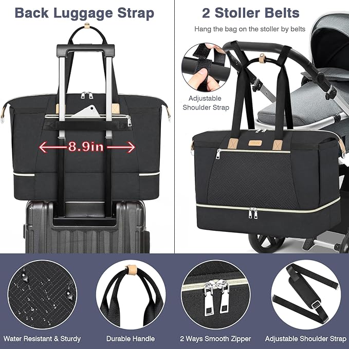 ITIEZY Diaper Bag Tote for Baby - Large Mommy Bag with Portable Changing Pad Pacifier Case, Hospital Bags Travel Baby Bag-BubblyBeeBaby