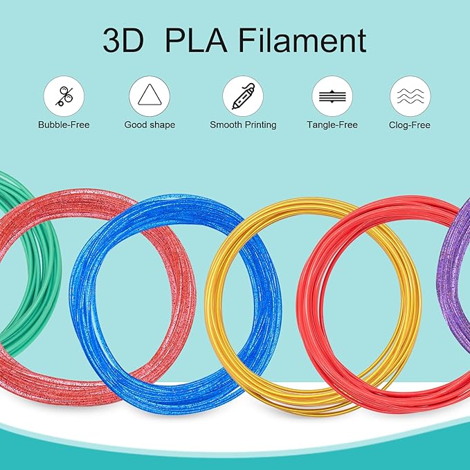 18 Colors 3D Pen Filament Refills Compatible with SCRIB3D MYNT3D PIKA3D 3D Pen for Kids Per Color 10Feet 1.75mm PLA 3D Printing Pen Filament Refills, NOT FIT 3Doodler Start Pen-BubblyBeeBaby