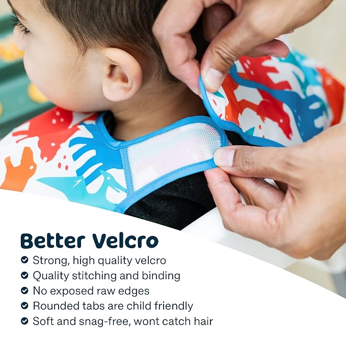 Tiny Twinkle Mess Proof Baby Bib - Waterproof & Lightweight Baby-Led Weaning Apron | 100% Recycled Polyester, Easy Clean & Machine Washable (Floral Blue, Small 6-24 Months)-BubblyBeeBaby