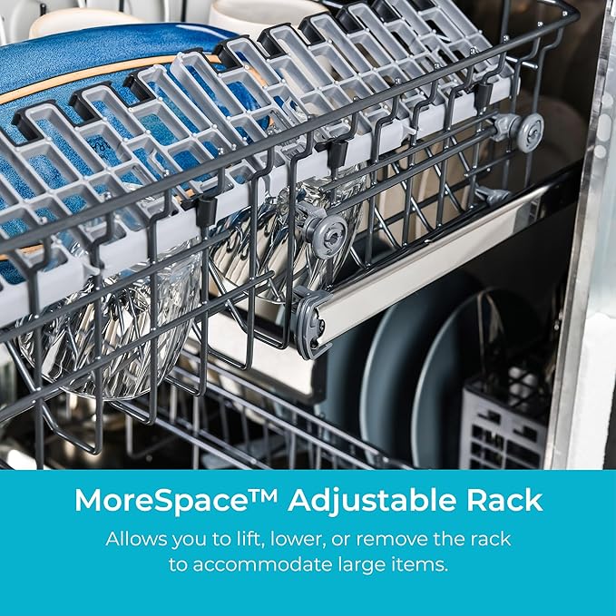 Kenmore 24" Built-in Stainless Steel Tub Dishwasher EasyFlex 3rd, SmartWash, UltraWash Plus, TurboDry, and MoreSpace Adjustable Rack, Energy Star Certified, White-BubblyBeeBaby