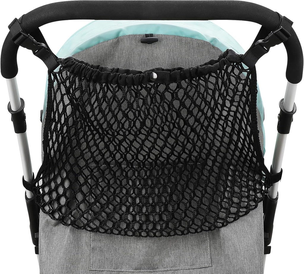 Accmor Universal Stroller Organizer, Polyester Net Mesh Bag Fits for Uppababy, Nuna, Britax, Doona Strollers, Non-Slip Adjustable Stroller Mesh Cargo Net Storage Caddy Accessories