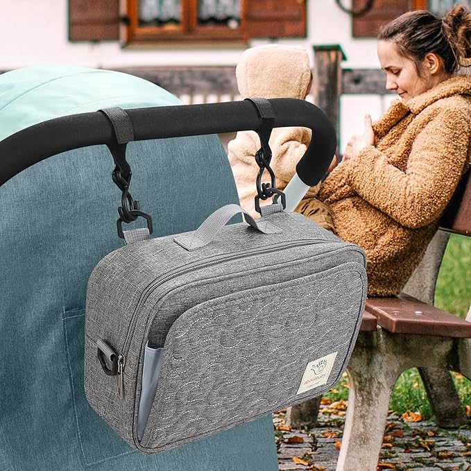 Accmor Stroller Organizer, Universal Stroller Organizer with Insulated Cup Holder Pocket, Dual Purpose Large Capacity Stroller Bag Caddy, Stroller Accessories Fits for Uppababy, Doona, Nuna Strollers-BubblyBeeBaby