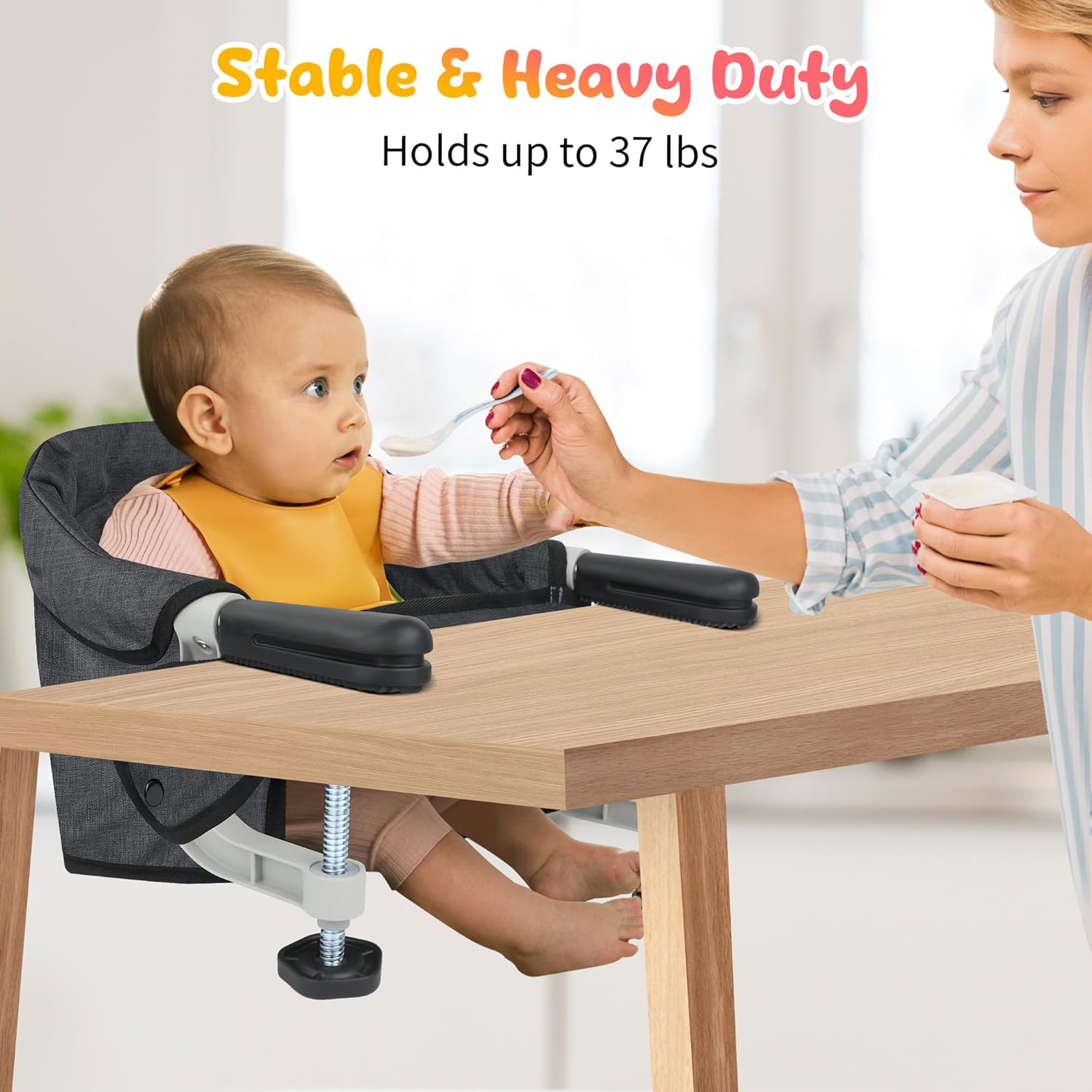 Toogel Hook on High Chair: Portable & Foldable High Chair for Babies & Toddlers 6-36 Months, 37 lbs, Black