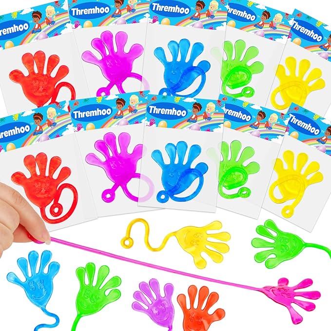 24 PCS Sticky Hands for Kids Party Favors Treat Gift Egg Filler Goodie Bag Stuffer Treasure Box Toy Classroom Carnival Prizes Student Mini Bulk Pinata Slap Hand Sensory Fidget Stretchy Toy Halloween-BubblyBeeBaby