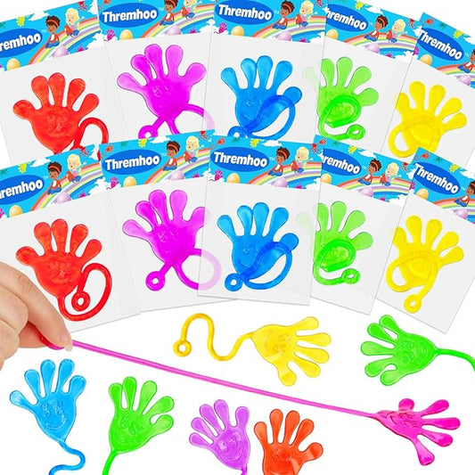 24 PCS Sticky Hands for Kids Party Favors Treat Gift Egg Filler Goodie Bag Stuffer Treasure Box Toy Classroom Carnival Prizes Student Mini Bulk Pinata Slap Hand Sensory Fidget Stretchy Toy Halloween-BubblyBeeBaby