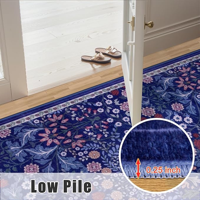 10x14 Area Rugs for Living Room: Floral Washable Rug Vintage Large Soft Boho Non-Slip Carpet Indoor Floor Stain Resistant Low Pile Carpets for Bedroom Dining Room Farmhouse Nursery Hallway Home Office-BubblyBeeBaby