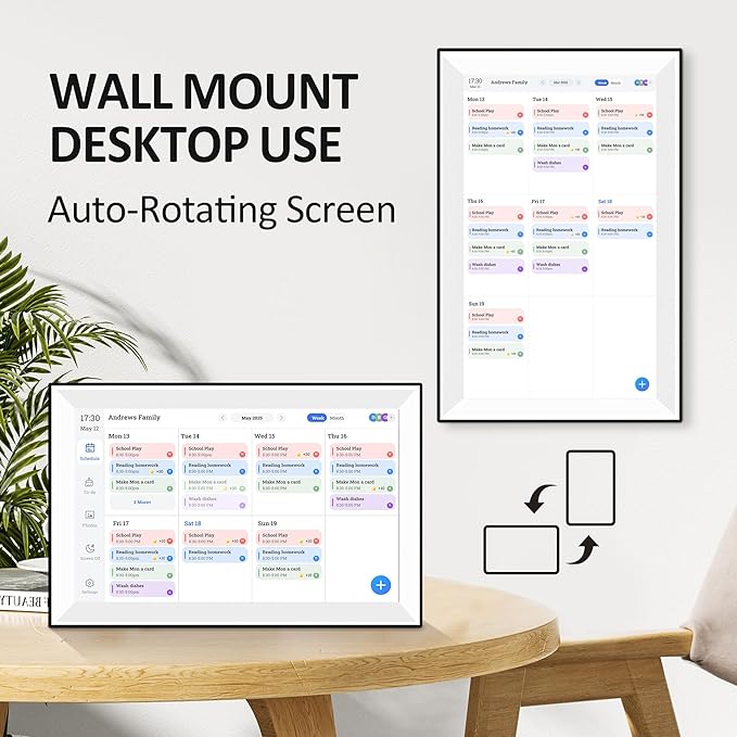 15.6" Digital Calendar Wall Planner,Touchscreen Interactive Display for Family Schedules, Achievement Rewards, Meal Planning,Digital Picture Frame, FHD 1080p Wall-Mountable Home Hub-BubblyBeeBaby