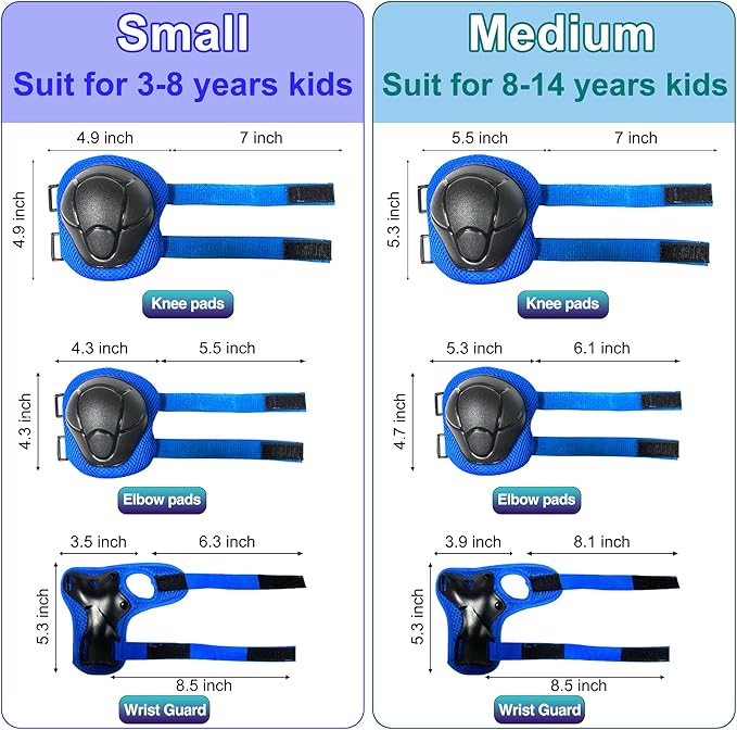Kids Bike Helmet with DIY Stickers and Knee Pads Elbow Pads Wrist Guard Set for Ages 3-8-14 Toddler Boys Girls Helmet for Roller Skates Cycling Skateboarding Bicycle Scooter-BubblyBeeBaby