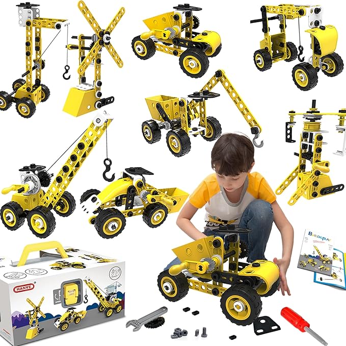 10 in 1 Stem Toys for 5 6 7 8 9+ Year Old Building Block Kit Stem Activities Projects Boy Toys Age 4-8 5-7 6-8 8-10 Creative Set Educational Engineering Excavator Construction Birthday-BubblyBeeBaby
