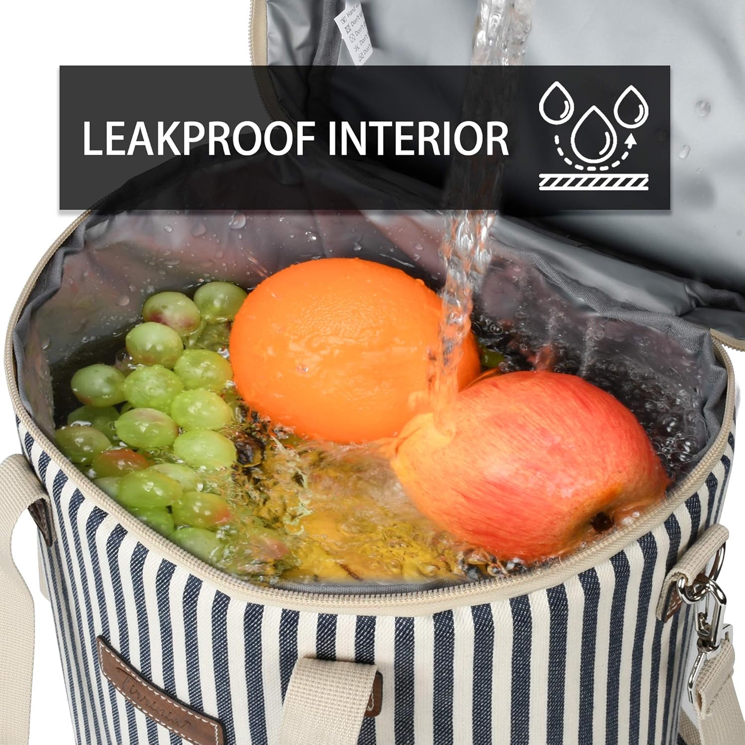 Tirrinia 6 Bottle Wine Cooler Bag - Blue Stripe, Padded & Thermal Insulated, Leakproof, Multi-Use, On-The-Go Design