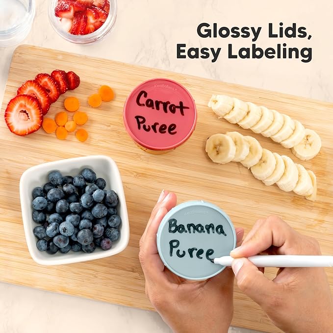 KeaBabies 4pk 8oz Glass Baby Food Containers with Lids - Leak-Proof, Microwavable Small Glass Jars, Baby Purees & Toddler Snack Storage Containers, BPA-Free, Dishwasher & Freezer Safe (Sage)-BubblyBeeBaby