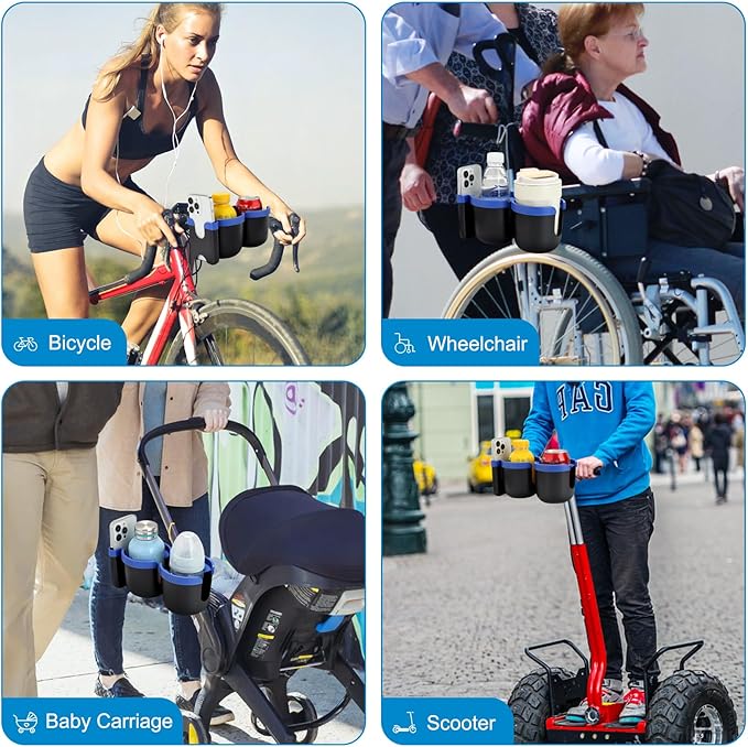 Accmor Stroller Cup Holder with Phone Holder, Bike Cup Holder, Universal Cup Holder for Uppababy Nuna Doona Strollers, 2-in-1 Cup Phone Holder for Stroller, Bike, Wheelchair, Walker, Scooter-BubblyBeeBaby