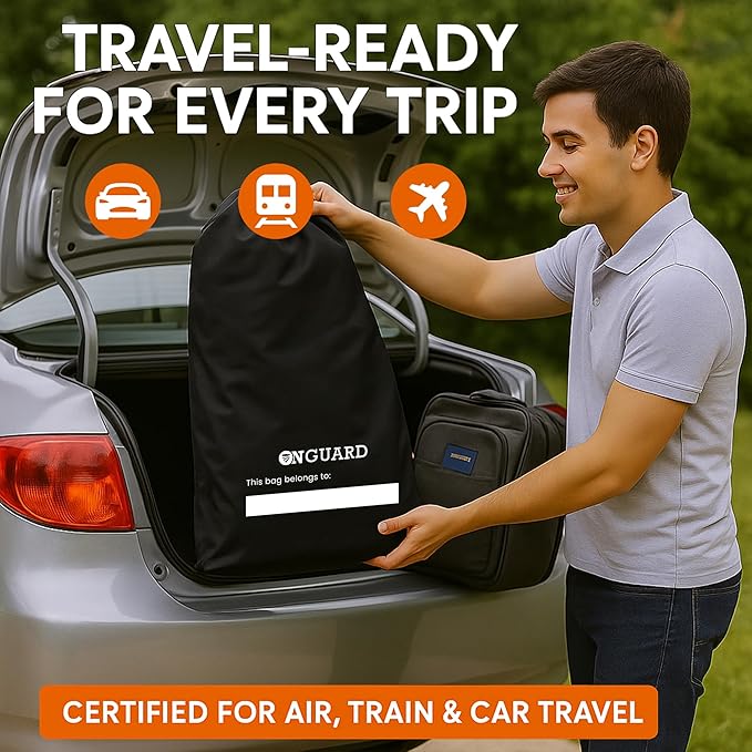 ONGUARD Waterproof Single and Double Stroller Bag for Airplane - Travel Stroller Cover for Air Travel and Storage - Gate Check Bag Backpack- Baby Airplane Essentials - Black-BubblyBeeBaby