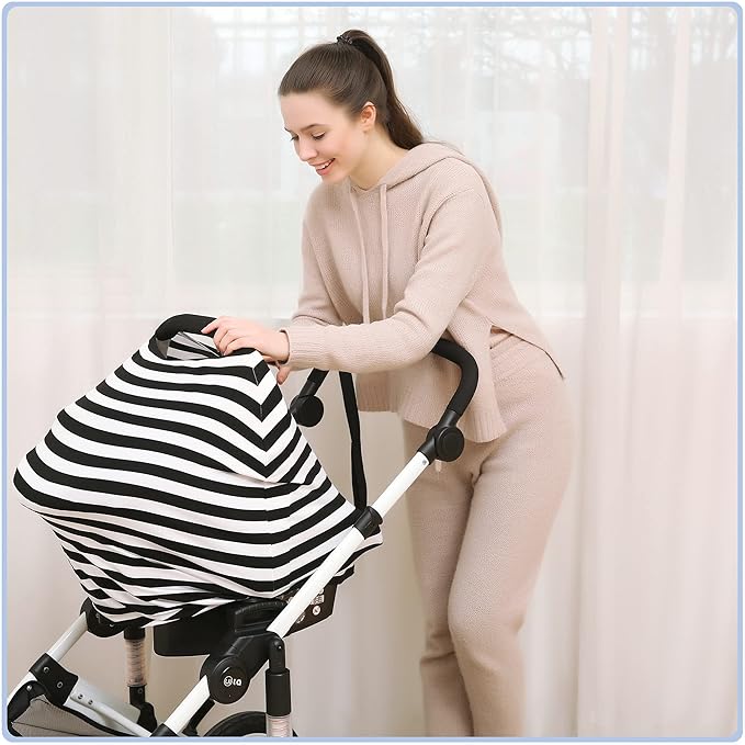 Car Seat Covers High Stretchy- Carseat Canopy for Babies, Multi- use Breastfeeding Covers, Baby Shower Gifts for Boys and Girls-BubblyBeeBaby