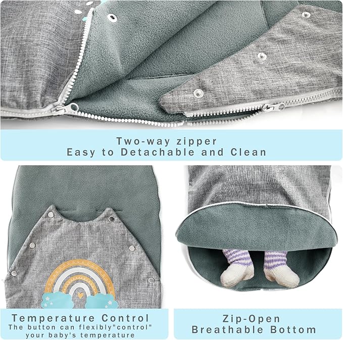 Stroller Cover for Winter, Universal Waterproof Baby Stroller Footmuff, Warm Bunting Sleeping Bag for Cold Weather(Rainbow)-BubblyBeeBaby
