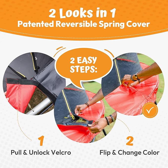 JUMPZYLLA Trampoline Outdoor 8FT 10FT 12FT 14FT 15FT 16FT with Enclosure and Ladder, ASTM Approved Recreational Trampoline for Kids and Adults, Anti-Rust Coated Frame-BubblyBeeBaby