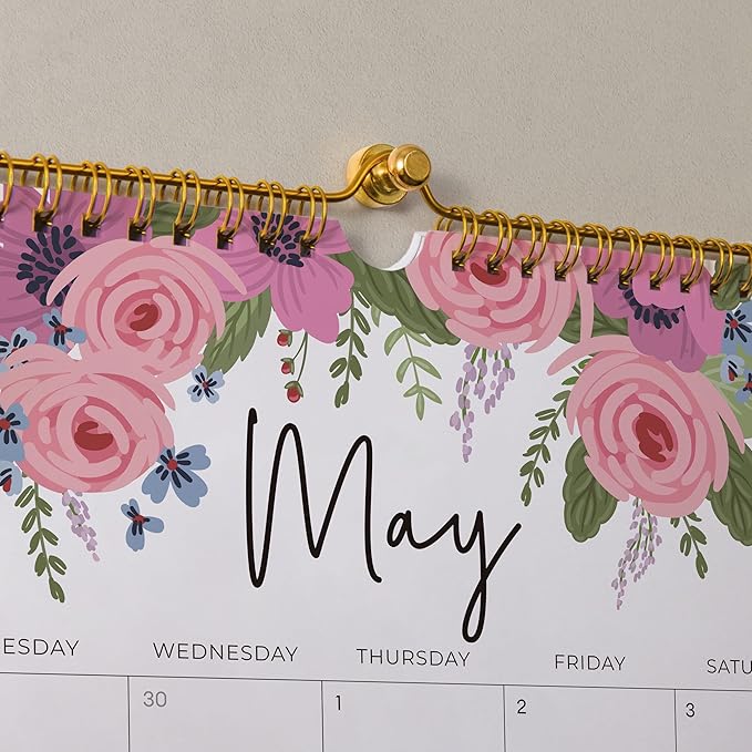 2025-2026 Calendar, Jokotha Wall Calendar 2025, Calendar Runs From Aug 2025 - Dec 2026, 15" x 12", Twin-Wire Binding, Hanging Hook, Floral Design-BubblyBeeBaby