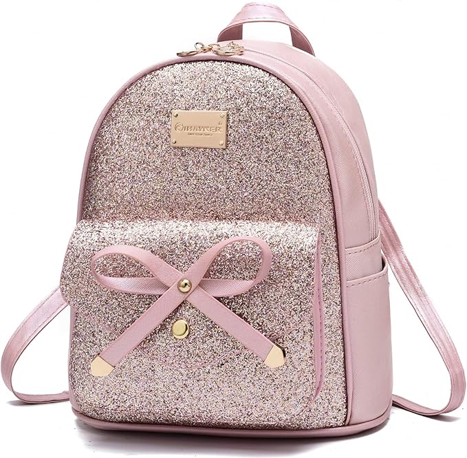 I IHAYNER Girls Bowknot Cute Leather Backpack Mini Backpack Purse for Women-BubblyBeeBaby
