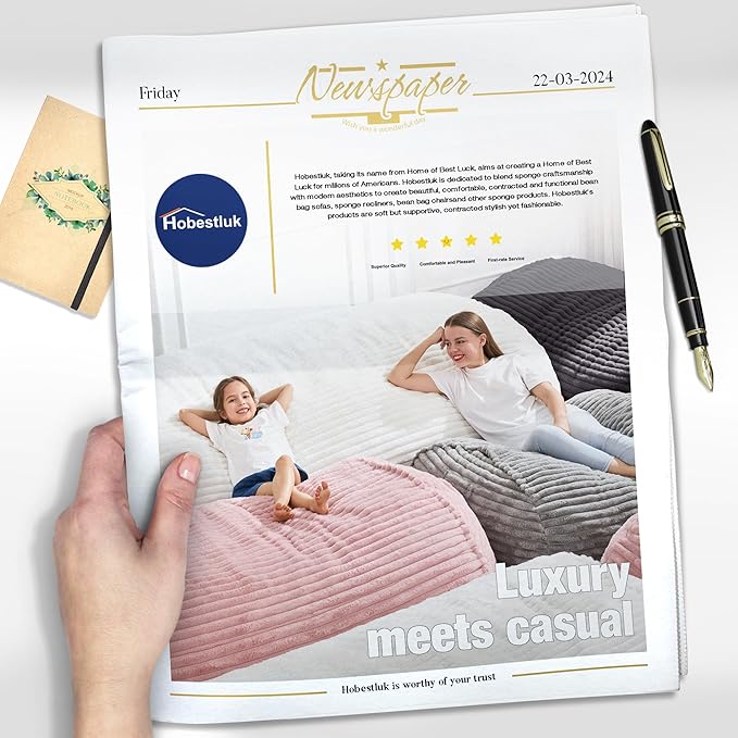 Hobestluk 4FT Bean Bag Chairs Adult Bean Bag with Portable Handle Comfy Large Bean Bag Chair with Removable Cover for Living Room Bedroom or Reading Nook (Stripe White, 4FT)-BubblyBeeBaby