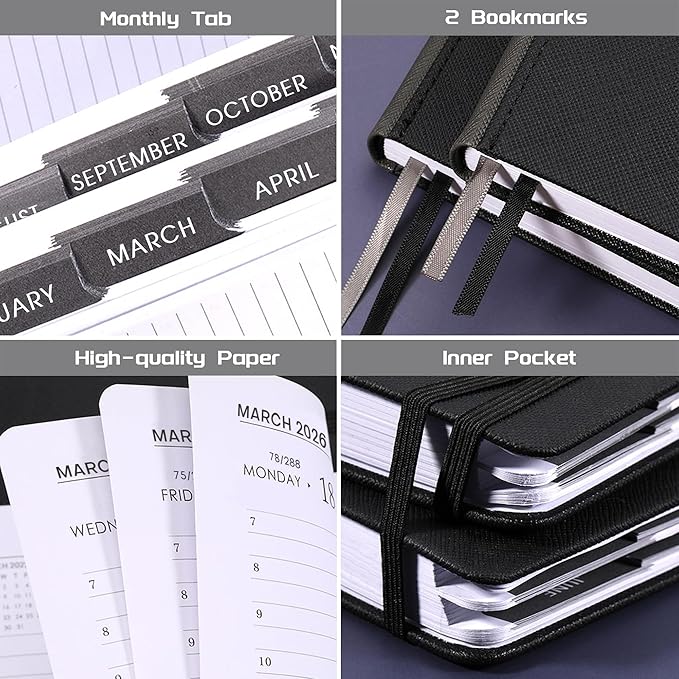 2025-2026 Appointment Book & Planner - Jul 2025 - Jun 2026, Daily Hourly Planner, 5.75" X 8.25", 60-Minute Interval, Faux Soft Leather Cover, Premium Paper, Academic Calendar, Pen Holder, Inner Pocket-BubblyBeeBaby