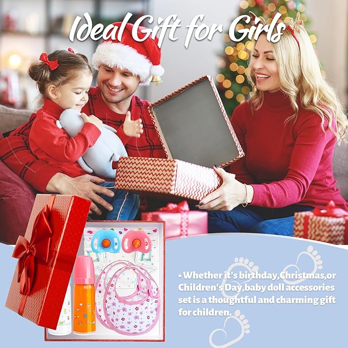 10 Pcs Baby Doll Bottle Feeding Accessories,Baby Doll Pretend Feeding and Caring Set for Kids Girls Ages-BubblyBeeBaby