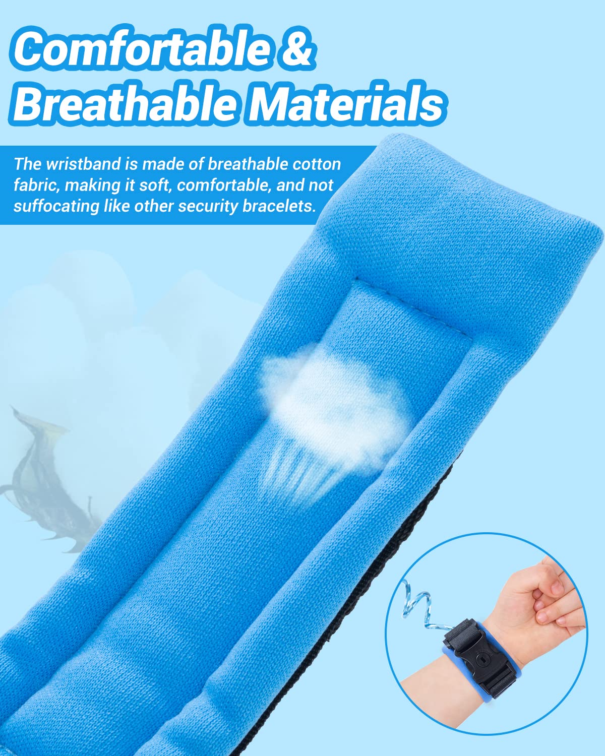 Dr.meter Toddler Leash, 2 Pack Safety Anti Lost Wrist Link with Key Lock, Reflective Child Walking Harness, 8.2ft Blue + 4.92ft Orange Kids Leash for Supermarket Mall Airport Amusement Park Zoo Travel