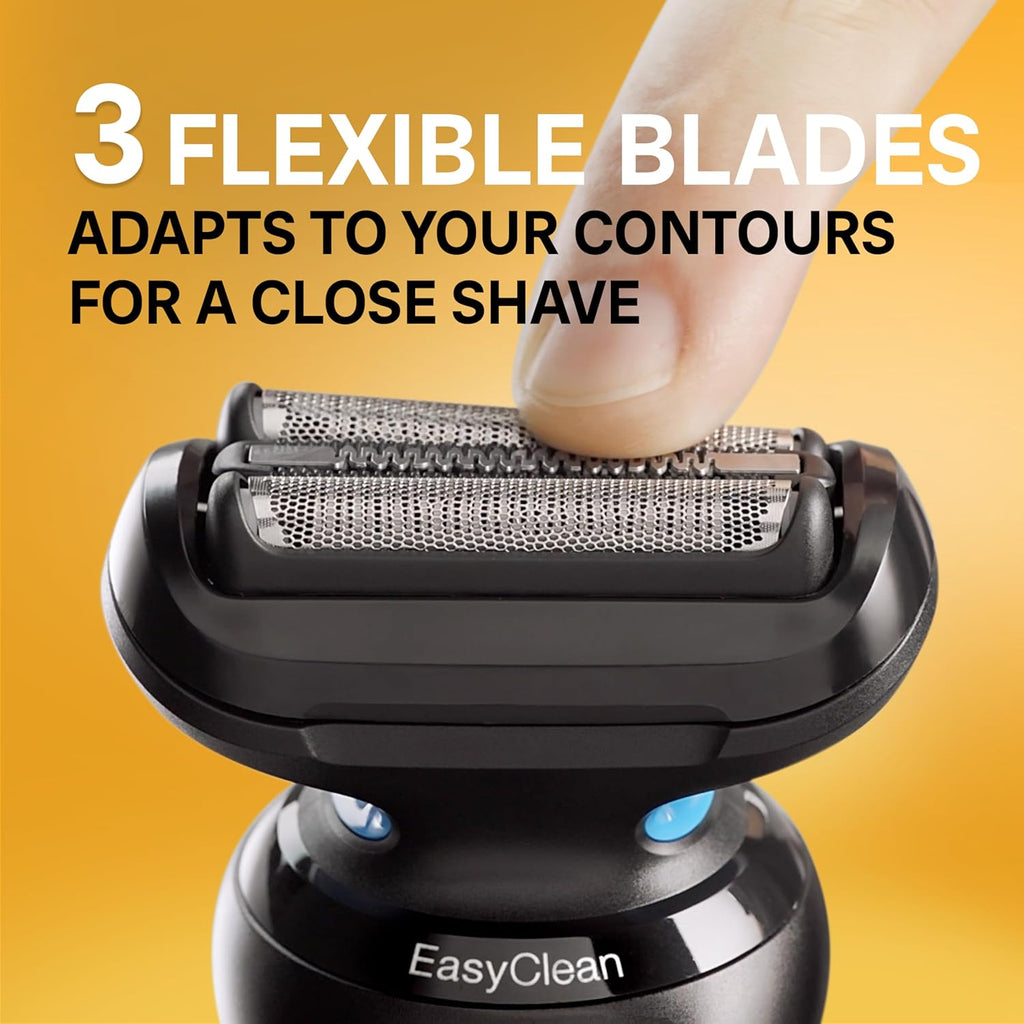 Braun Electric Shaver for Men, Series 5 5150cs, Wet & Dry Shave, Turbo Shaving Mode, Foil Shaver, with Beard Trimmer, Body Groomer and Charging Stand, Blue