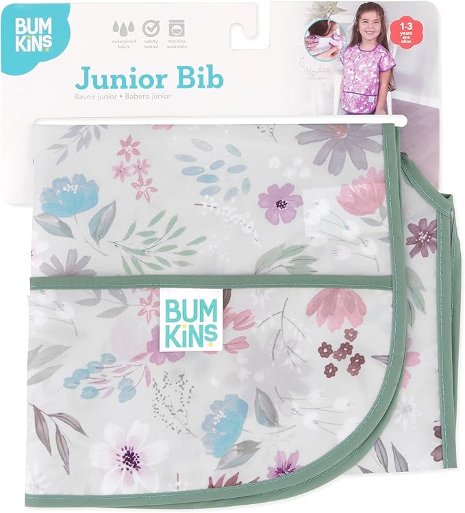 Bumkins Bibs - Toddler Bibs, Waterproof, Large for 1-3 Years, Short Sleeve-BubblyBeeBaby