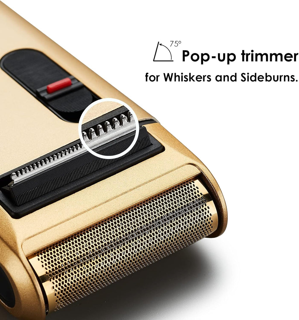 Retro Electric Razors for Men with Beard Trimmer, Rechargeable Mens Titanium- Plated Foil Shavers, Strong Power (Gold)