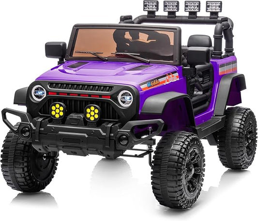 12V Kids Ride on Car Truck, Kids Electric Vehicles Car Ride on Toy for Toddlers 3-5 with Remote Control - Purple-BubblyBeeBaby
