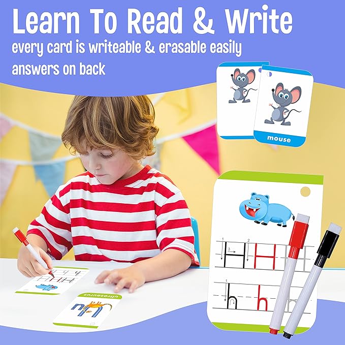 180 Toddler Learning Flashcards, Educational Tool for Preschoolers-BubblyBeeBaby