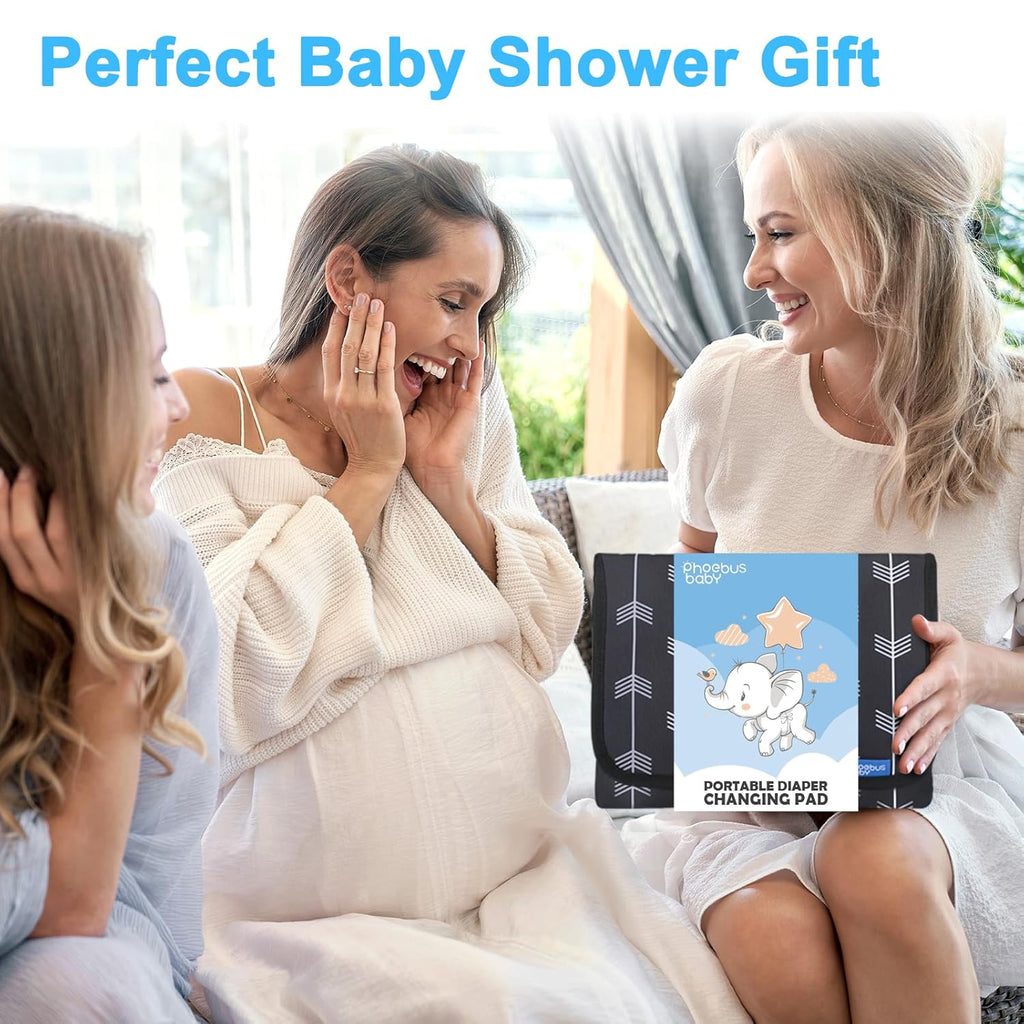 Baby Portable Changing Pad Travel - Waterproof Compact Diaper Changing Mat with Built-in Pillow - Lightweight & Foldable Changing Station, Newborn Shower Gifts