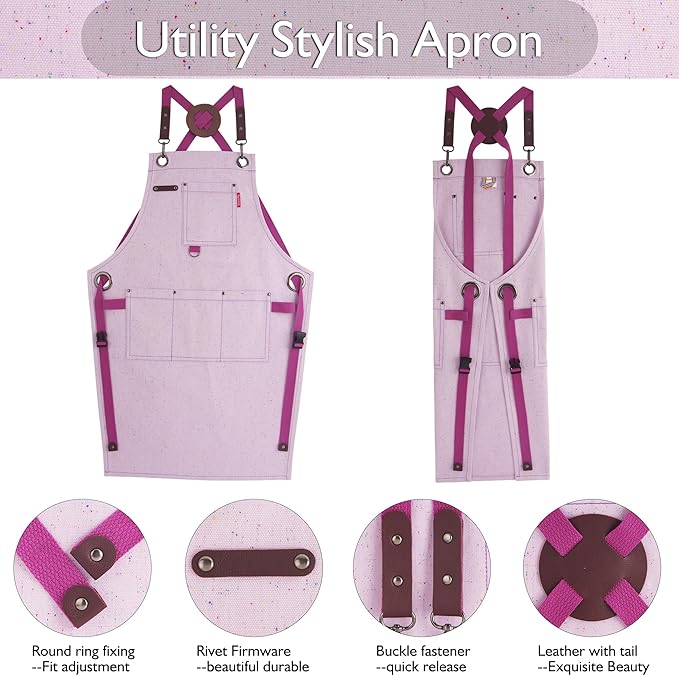 Kids Art Aprons for Painting, Gardening, Cooking, Multiple Pockets, Kids Smock for Boys & Girls, Waterproof (Age6-12)-BubblyBeeBaby