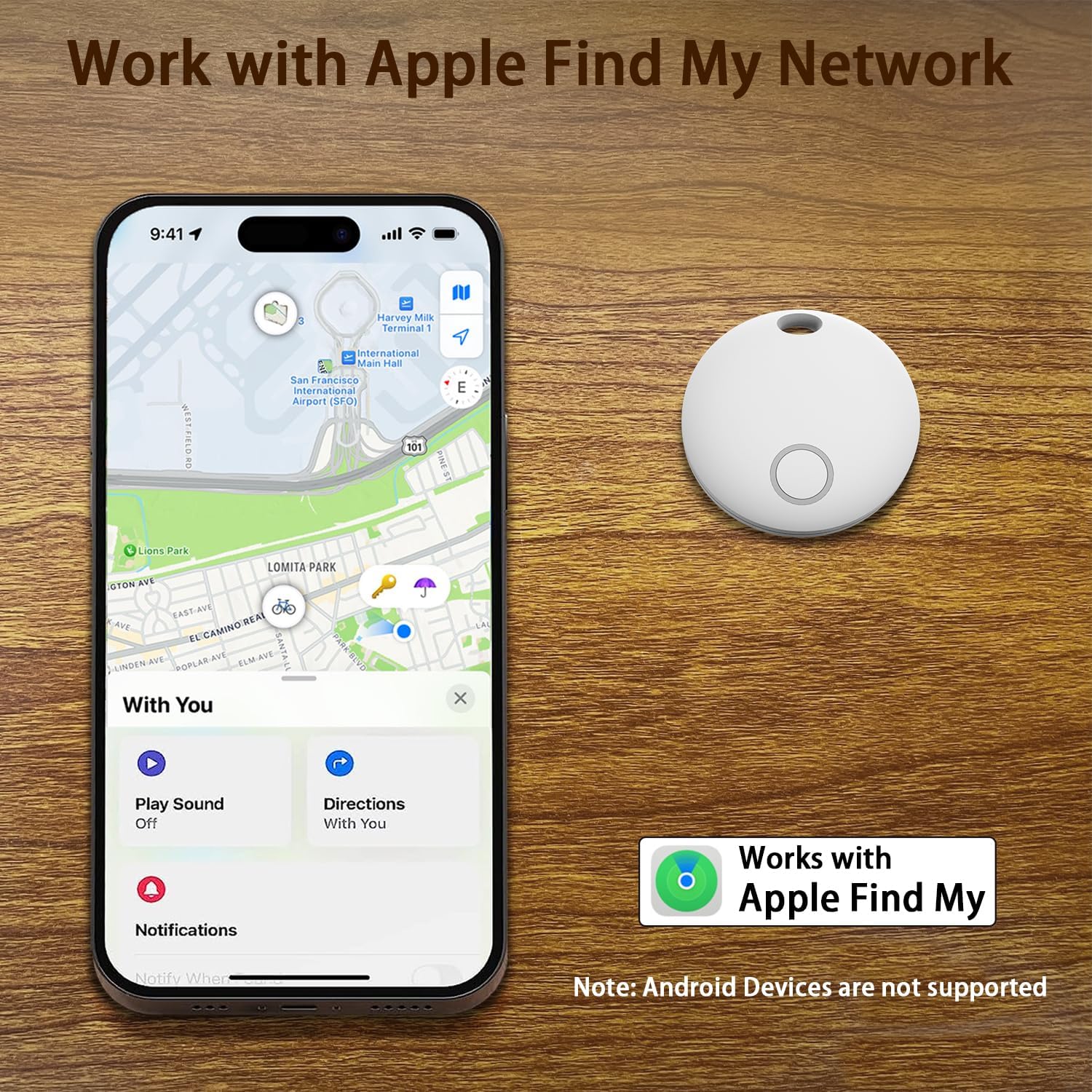 Smart Tracker Tags, Bluetooth Luggage Tracker with Keychain, Compatible with iOS Find My app, Item Locator for Key, Wallet, Suitcase, Bags, IP67 Waterproof, Battery Include