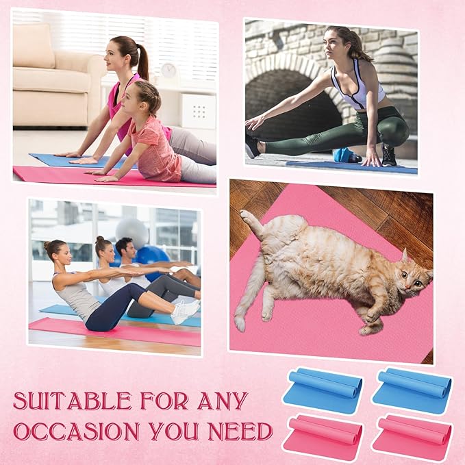 10 Pack Yoga Mats Bulk, 68'' x 24'' x 4mm Thick Yoga Mats for Kids and Adult Gym Mats Bundle Latex Free Exercise Mats with Non Slip Texture for Outdoor Yoga, Pilates or Workout-BubblyBeeBaby