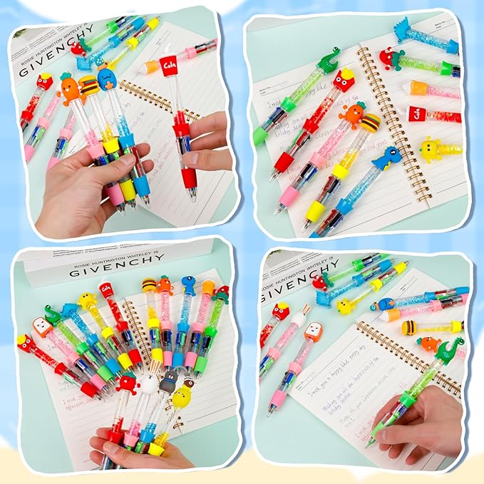20Pcs Multicolor Pens in One 4-in-1 Cute Pens Bulk for Kids, Ballpoint Pen for Birthdays and Children's Parties, Fun Gifts Assorted Ink Kawaii Pen-BubblyBeeBaby