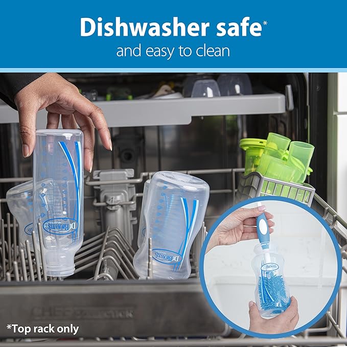 Dr. Brown's Natural Flow Anti-Colic Options+Wide-Neck Baby Bottle, 5 oz/150 mL, Level 1 Nipple, 1-Pack, 0m+-BubblyBeeBaby