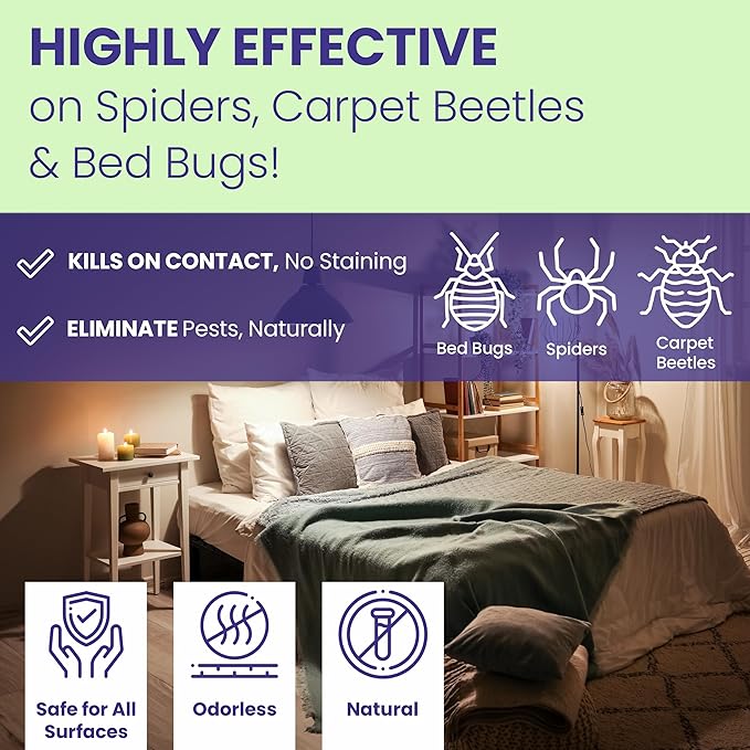 Home Insect Pest Control Spray 16oz – Kills & Repels Fleas, Ticks, Ants, Roaches, Spiders, Bed Bug and More on Contact with Peppermint Oil; Natural Safe and Effective Indoor & Outdoor Solution-BubblyBeeBaby