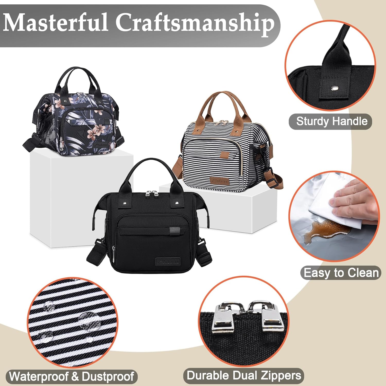 Hibiscus Small Lunch Bag Lightweight Insulated Lunch Box for Women Work Portable Soft Cooler for Picnic Travel Road Trips, Loncheras para Mujer