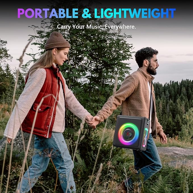 Karaoke Machine with 3 Wireless Mics | Bluetooth 5.3 Speaker with Echo Adjustment & Auto Pitch Correction | PA System with RGB Lights, Supports TV/TF Card/USB/AUX/Live/REC for Home Parties-BubblyBeeBaby