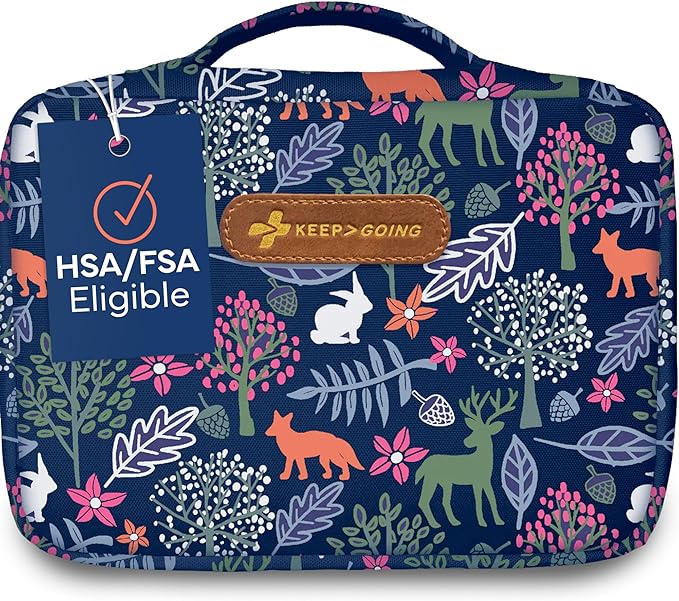 KeepGoing Large Home First Aid Kit for Kids – 270 Pc. for Car, Home, Dorm, & Boat with Latex-Free Bandages – 10 x 7 x 3.5 in. Travel First Aid Kit (Woodland)-BubblyBeeBaby