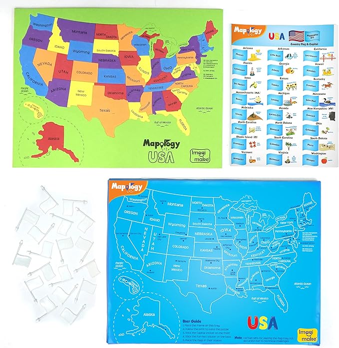 Imagimake Mapology USA Map with Capitals | Learning States and Capitals | US Geography Toys for Ages 8-13 | Jigsaw Puzzles for Kids Ages 8-10 | Educational Back to School Gifts for Kids Age 5-7 & 9-12-BubblyBeeBaby