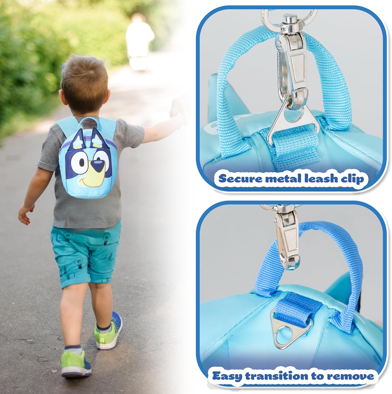 Bluey Backpack with Toddler Safety Harness for Kids Daycare Bag Backpack with Leash Preschool Outdoor Travel Gifts for Kids (Blue)